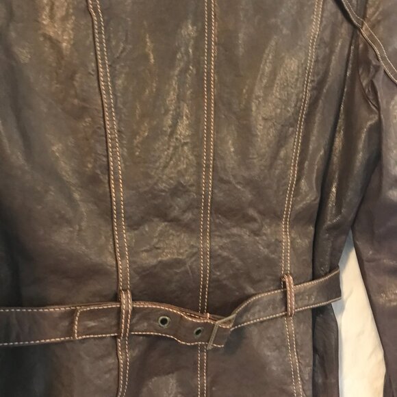 VTG Y2K Leather Moto Jacket Brown Italian  Danier western rodeo 80's Women S - Picture 3 of 10